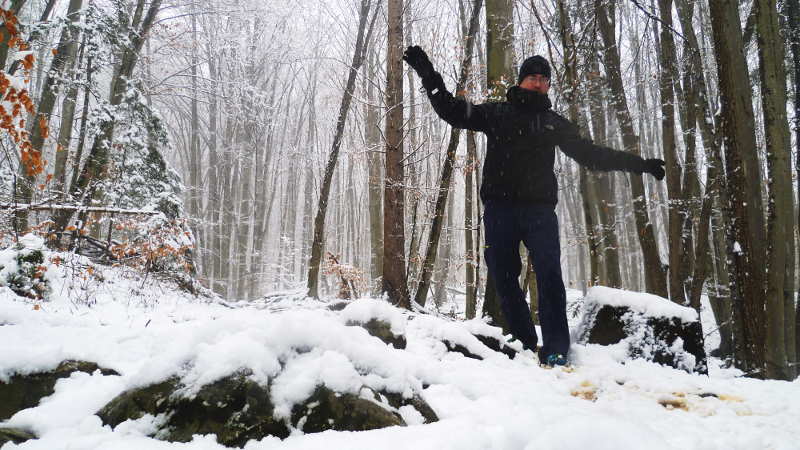 Gleichgewicht trainieren im Wald