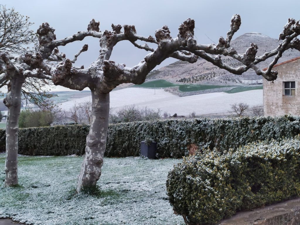 Schnee am Camino Frances, in Granon