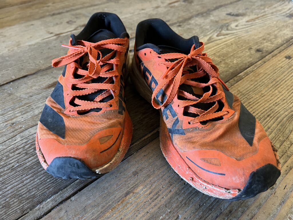 Mein zweites Paar Schuhe für die Pyrenäen. Mein fünftes am Hexatrek.
Adidas Schuhe, Ausrüstung.